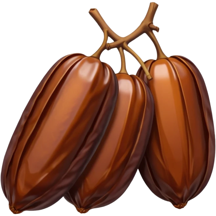  (dried) date fruit sticker. Drie dates have dark brown color are oblong, kind of crumpled like prunes. no stem.  emoji