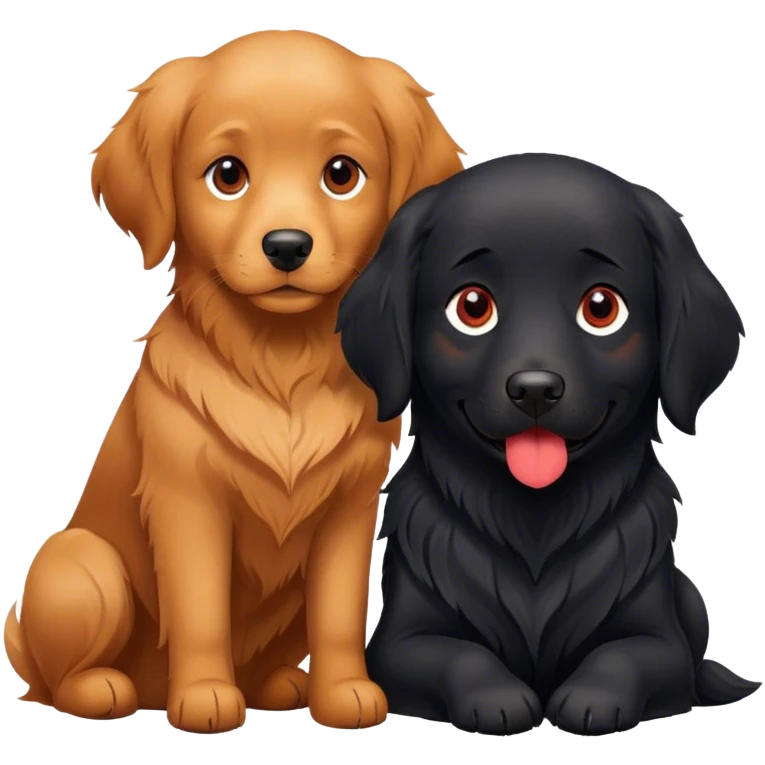 Little black dog and red golden retriever emoji