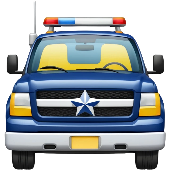 Police Pickup Truck with Body Color Is Navy, White And Lemon Yellow With number Is 02 With emoji