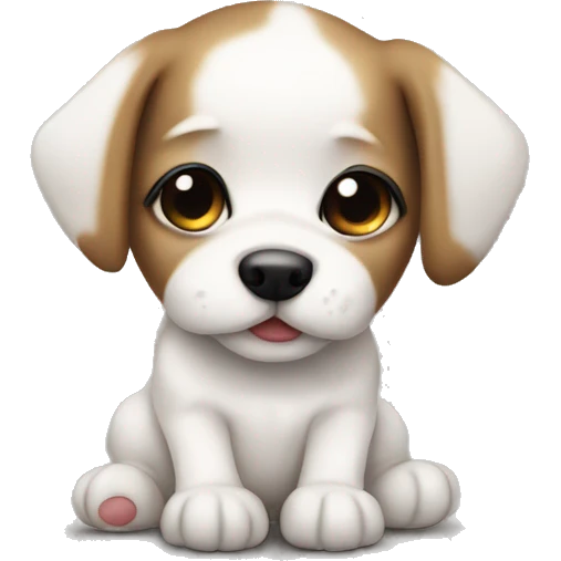 white baby puppy with brown eye patch emoji