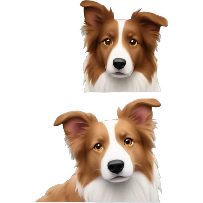 Couple in the mountains with red white border collie emoji