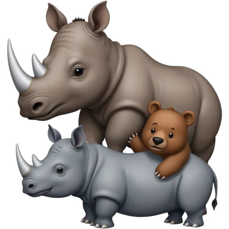 Rhino holding a bear over its head emoji