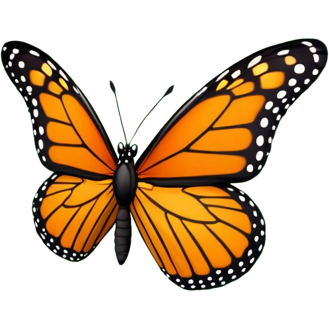butterfly flying in a green forest, simple and expressive emoji
