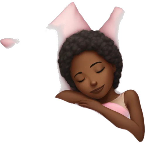 black girl sleeping on her side with a pink blanket  emoji