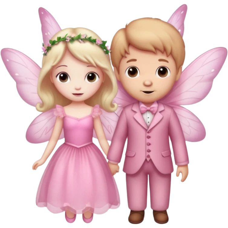 Teddy and fairy as a couple fairy in pink dress emoji
