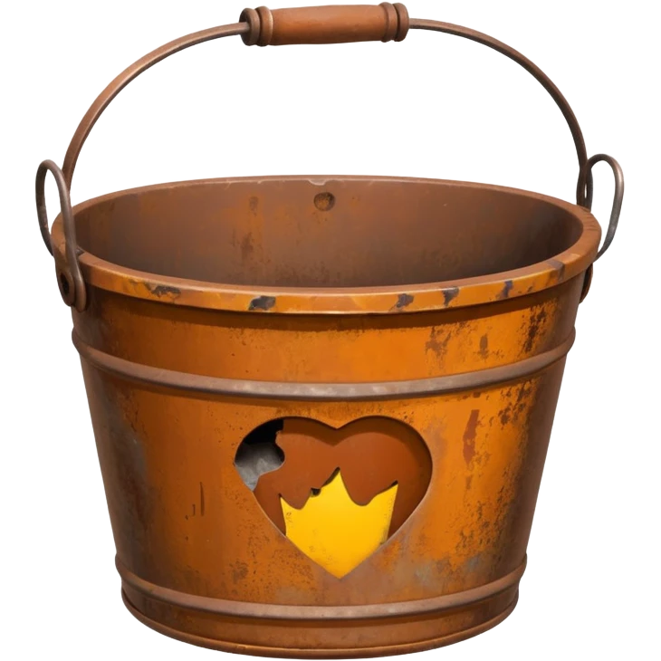 Rusty metal bucket with handle.




















 emoji