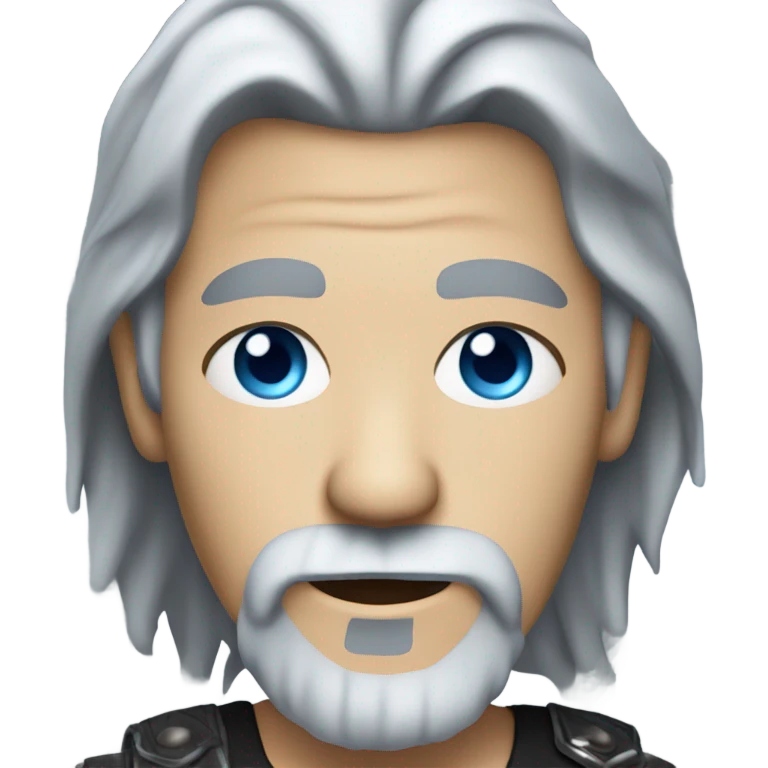 Rocker longer gray hair blue eyes I+ goatee emoji