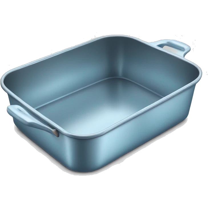 Realistic empty metallic light blue baking pan with handles emoji