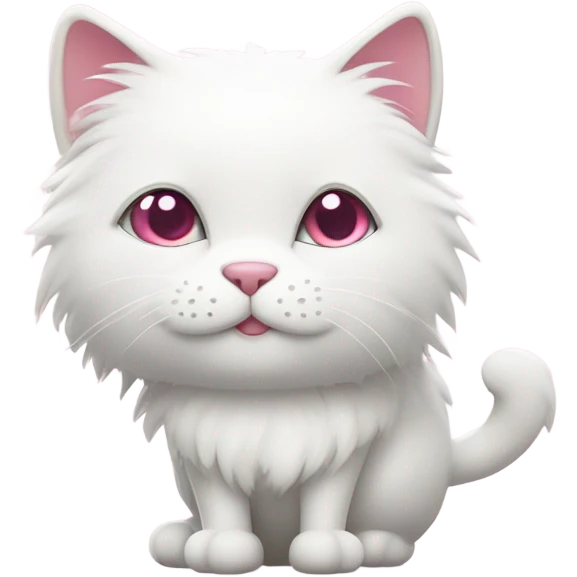 white cat with pink hearts emoji