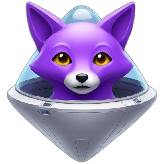 a purple fox in a spaceship emoji