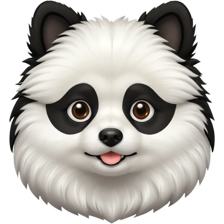 Dog pomeranian but hes like a panda the color and everything he has all black face but in the middle and nose part is white emoji