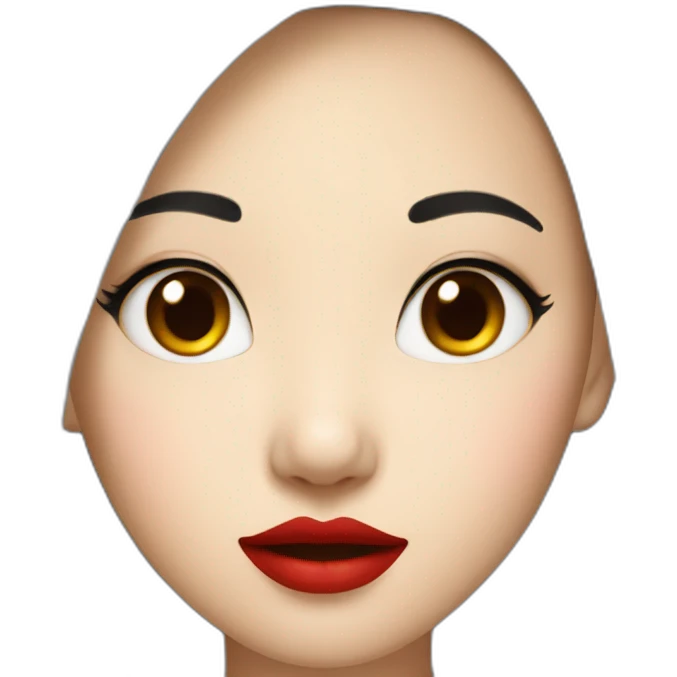 Asian girl with red lips emoji