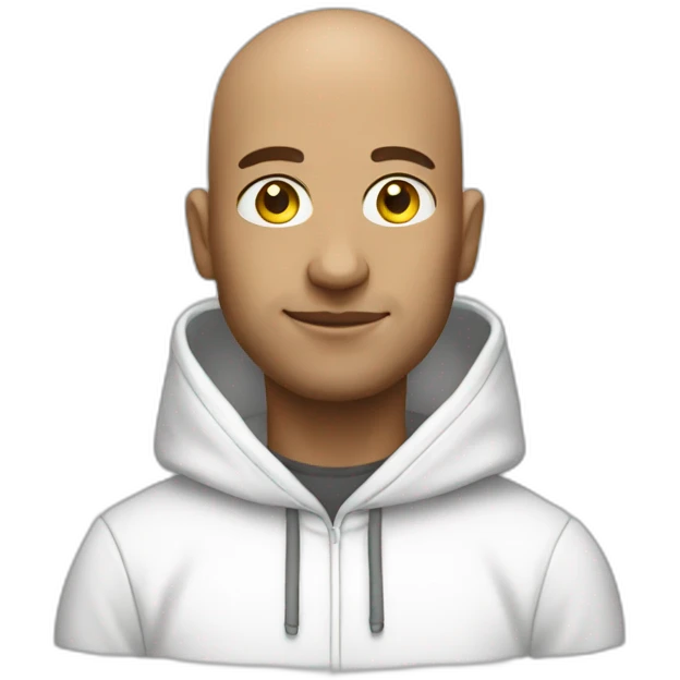 bald developer with white hoodie portrait emoji