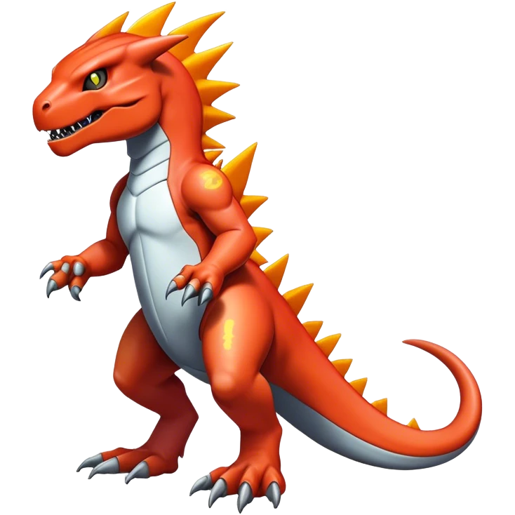  Cool Edgy Shiny Futuristic Ethereal Legendary Greymon-Digimon-Charmeleon-Reptile full body emoji