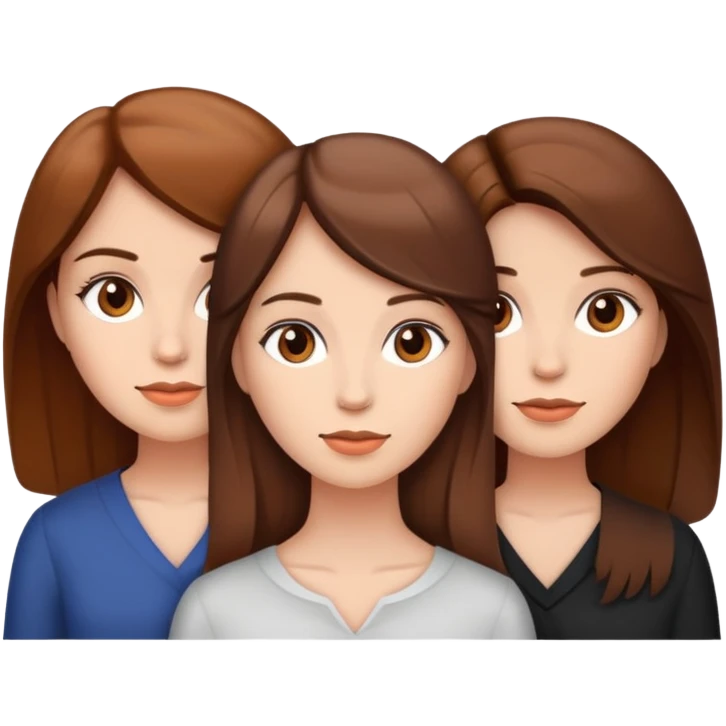 Three Woman Next to each other with Brown hair emoji