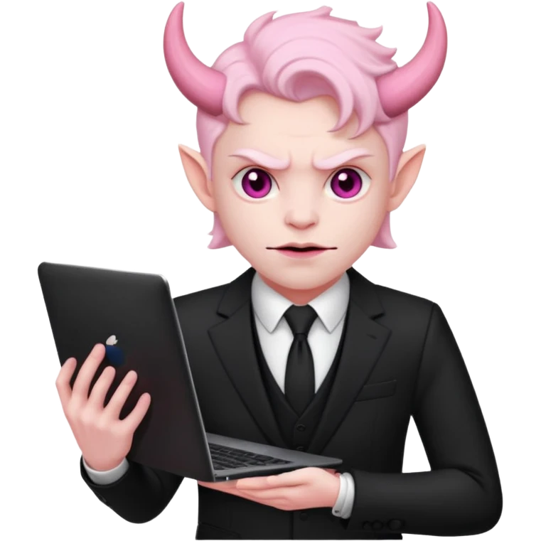satan god with laptop, pink emoji