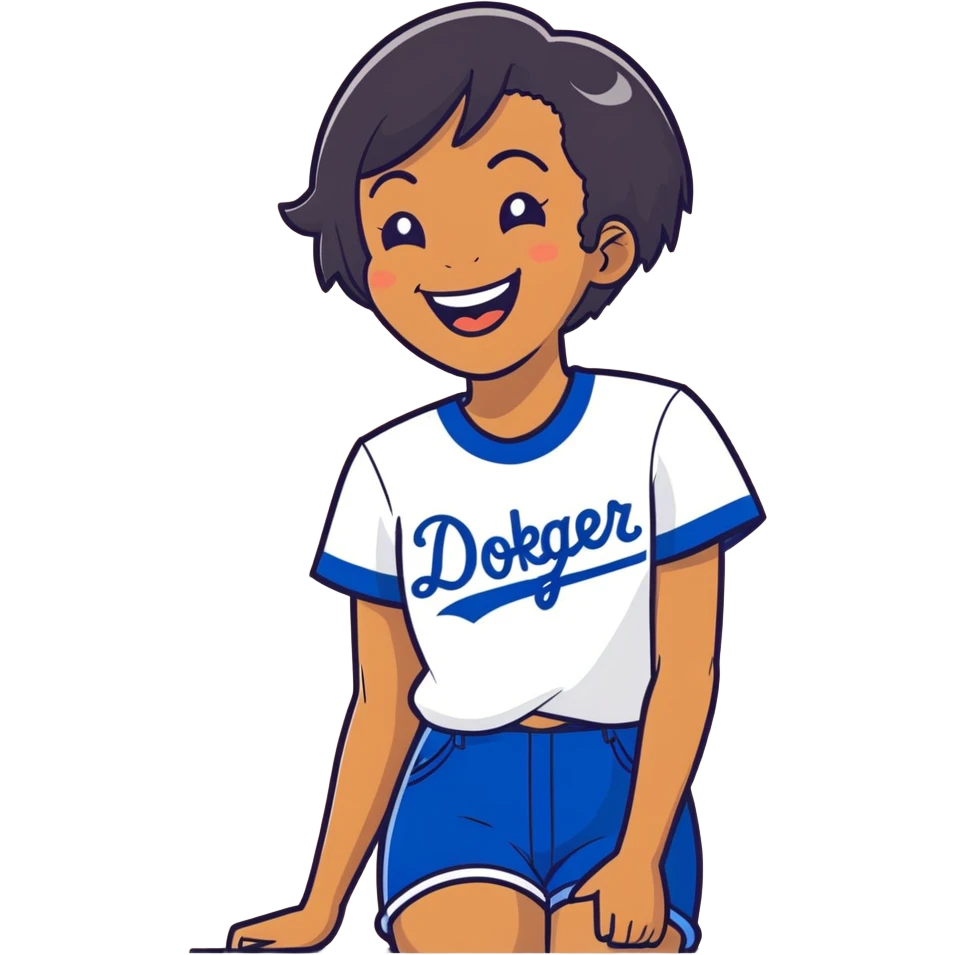 Laughing dodger black female fan emoji