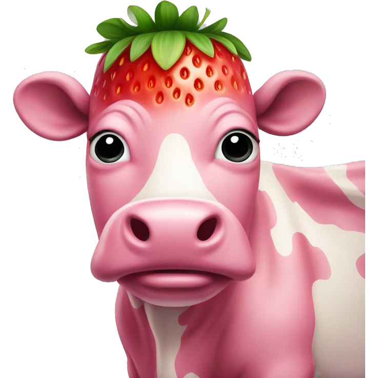 Pink strawberry cow emoji