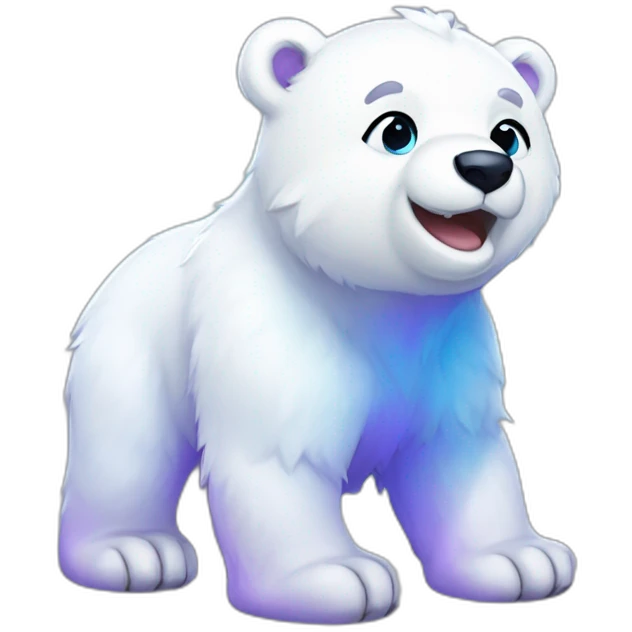 anime polar bear cub with blue and purple highlights and white smile emoji
