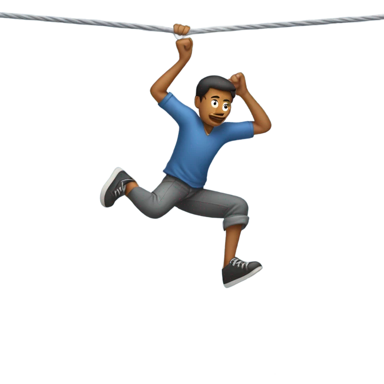 Person hanging off wire from a tree emoji