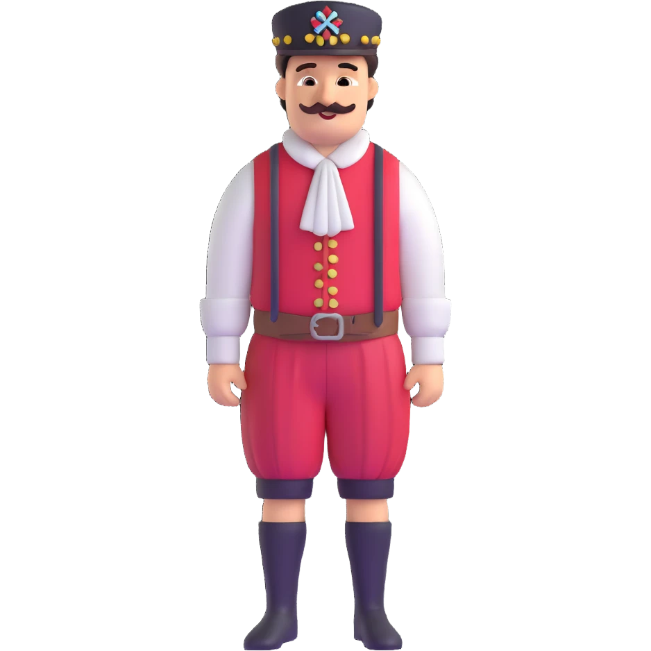German in traditional Bavarian clothing shrugging emoji