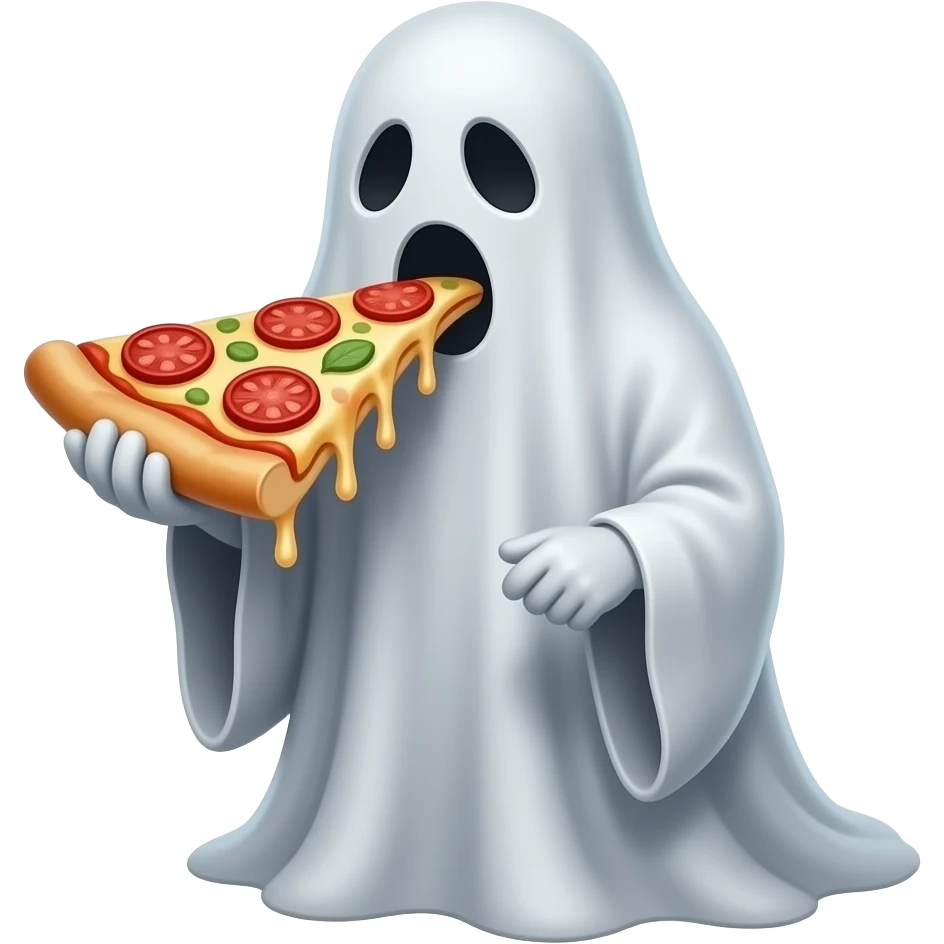 Haunting Ghost realistic eating pizza emoji