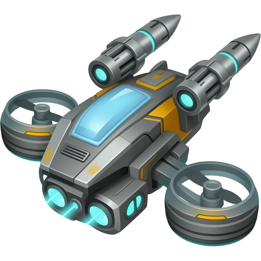 Sleak scifi hover drone with weapons emoji
