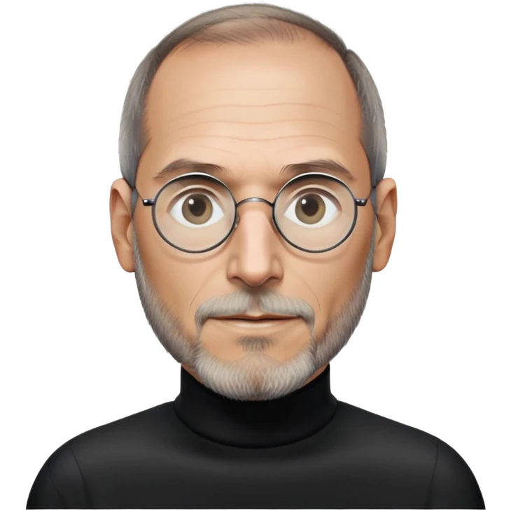 Steve Jobs with black turtleneck, round glasses, beard emoji