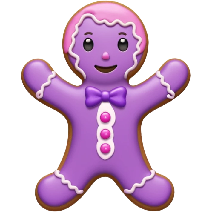 A gingerbread man cute pink and purple emoji