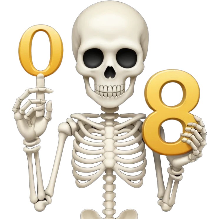 death holding number 0 in his hand emoji