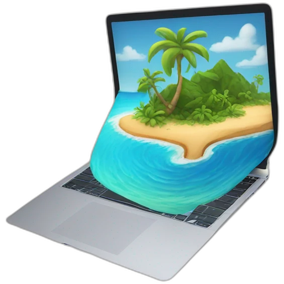 MacBook with Dynamic Island from iphone 14 emoji
