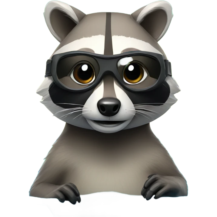 Raccoon wearing swim goggles emoji