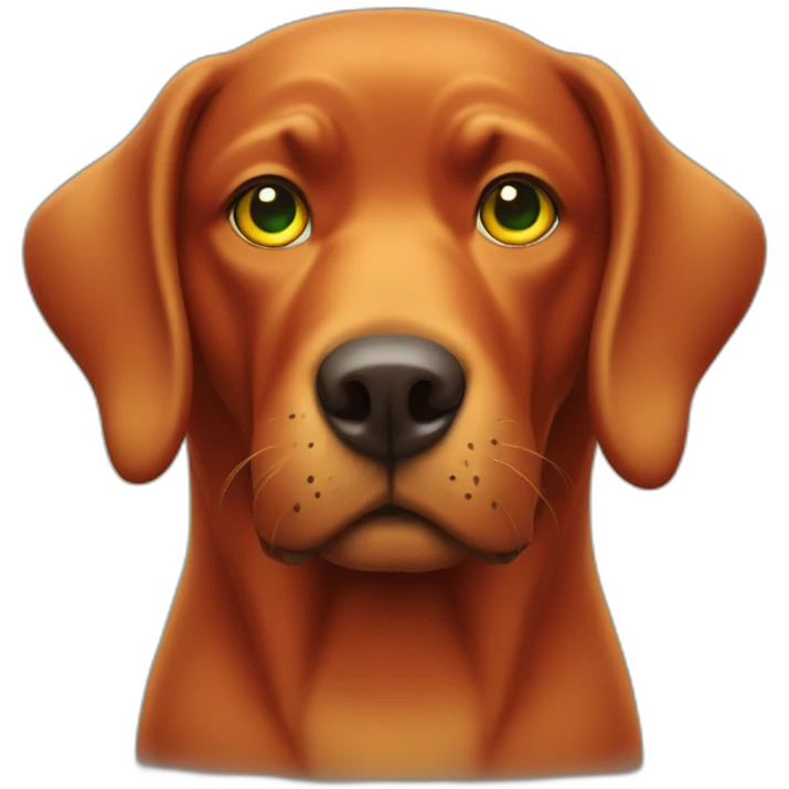 red dog with yellow head and green eyes smoking emoji