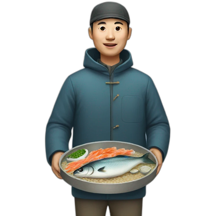 chinese man selling fish emoji