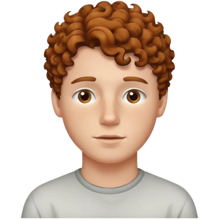 A white boy with curly brown hair not too curly but wavy in a low taper fade emoji