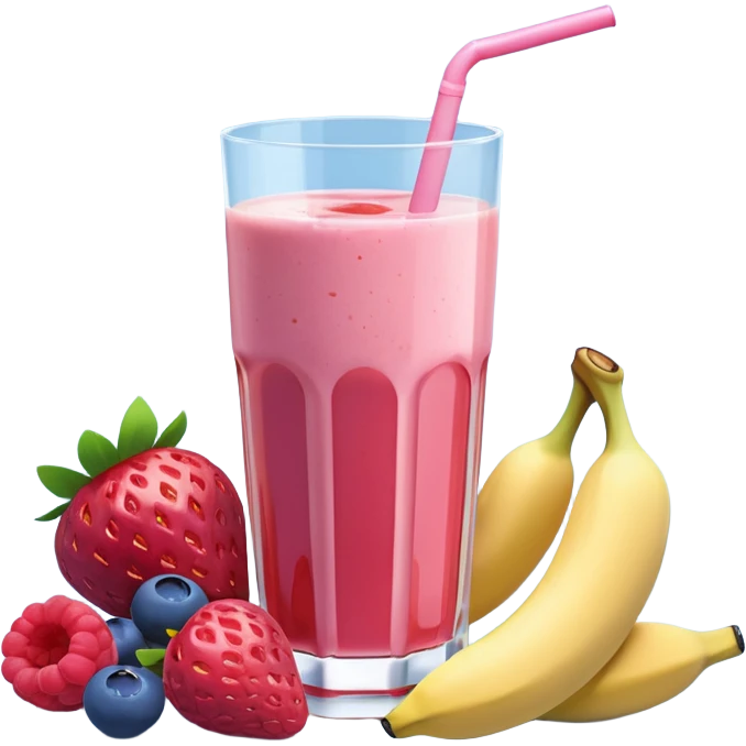 Juice contains: Strawberry Yoghurt, Blueberries, Apple Juice, Raspberries, Banana & Ice. In 3D. Aesthetic emoji