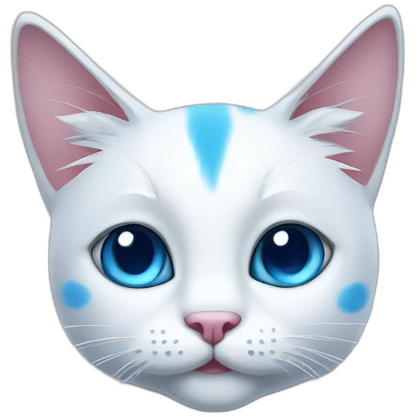 cartoon white cat with a blue spot on his left side and a blue ear emoji