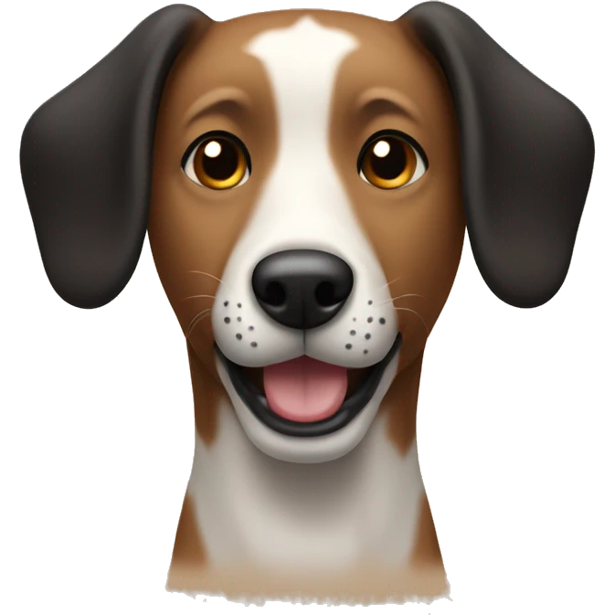 smiling brown dog with black upright ears and black muzzle emoji