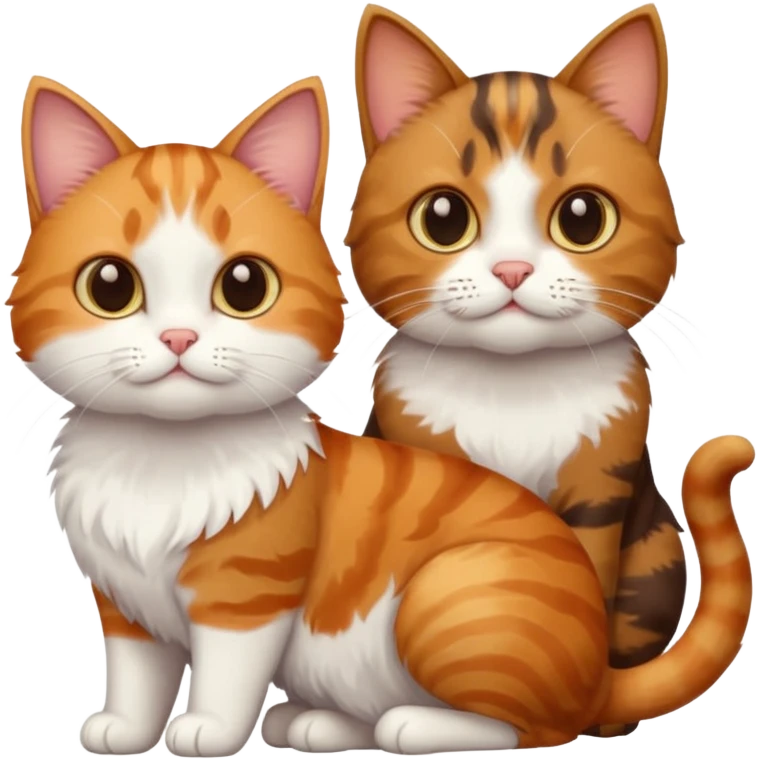 3 cats different colours including brown tabby and white, calico, and ginger and white emoji