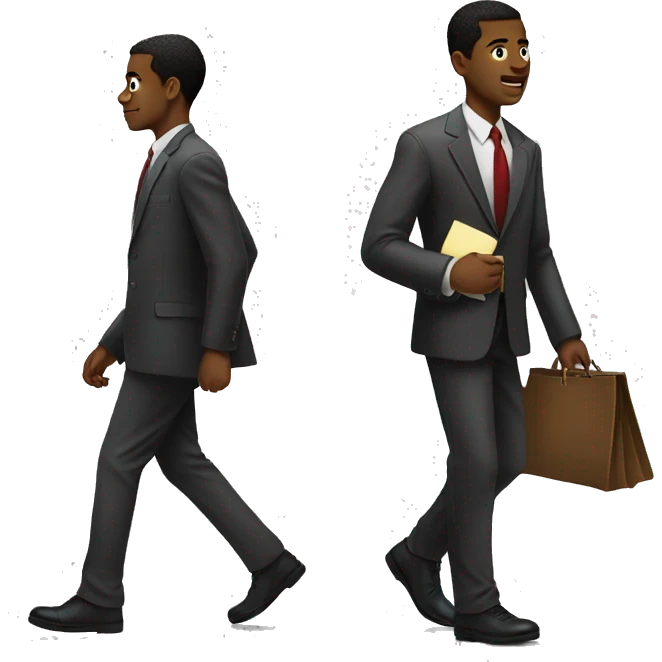 Young black men walking to bank to take out money emoji
