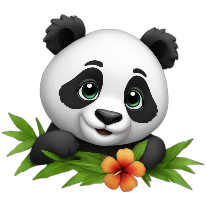 Panda avec ibiscus emoji