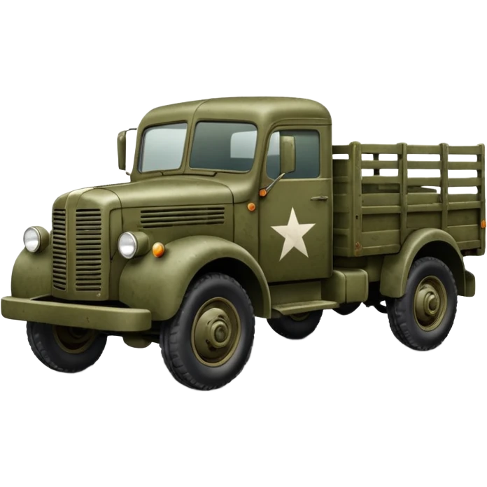 a simplistic rendition of a 1940s military truck emoji