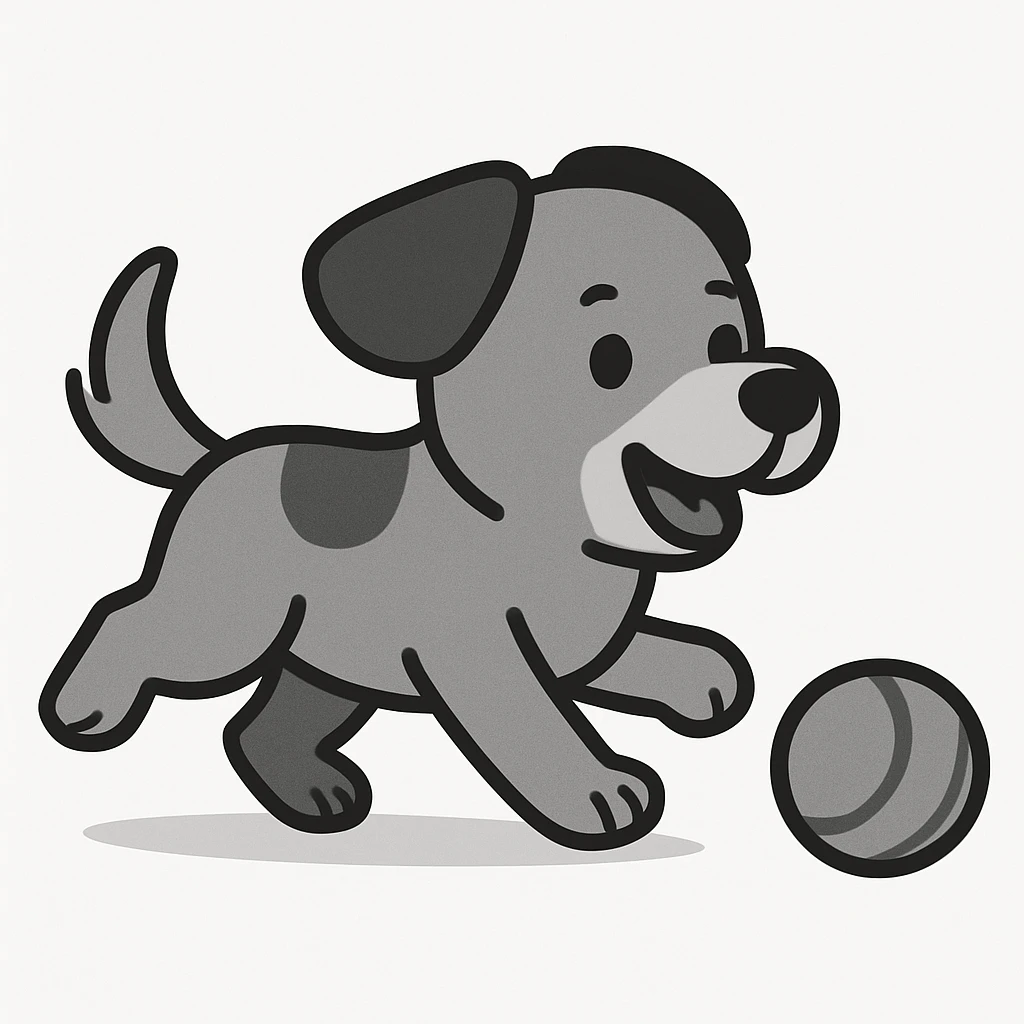 happy dog running after ball emoji