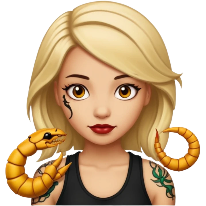 Girl with tattoo, Scorpion zodiac sign. emoji