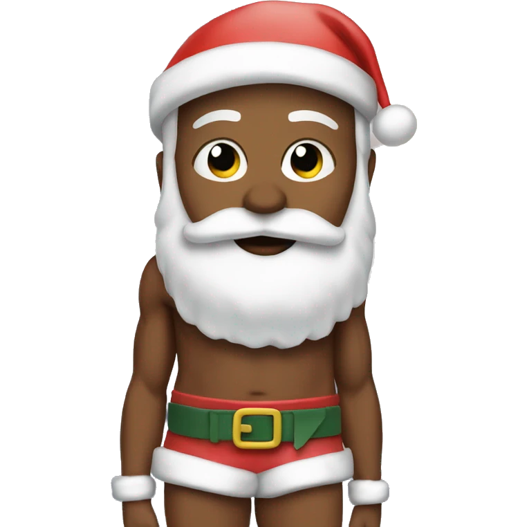 Santa in short shorts on skies.  emoji
