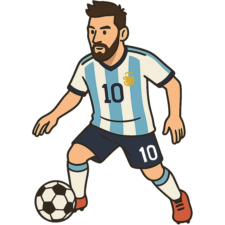 flat toon style Messi dribbling a soccer ball emoji