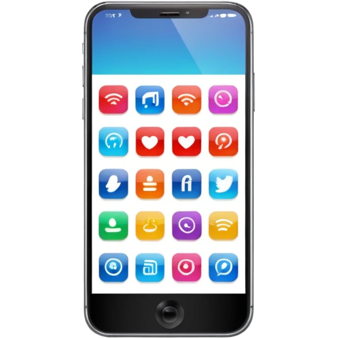 smartphone with a colorful app grid emoji