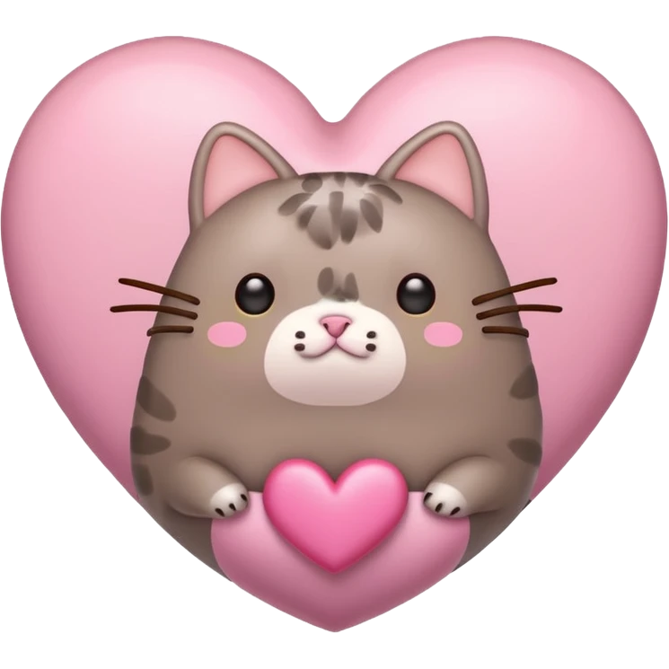 pusheen heart Pink cute emoji