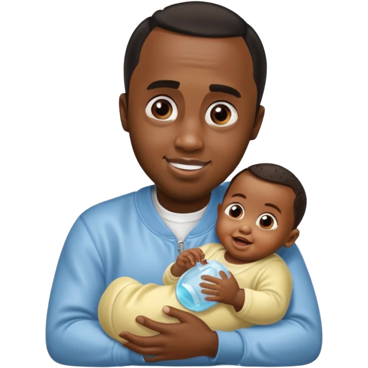 Sean “Diddy” Combs with baby oil and a very small infant and he’s pouring the baby oil on the baby and they have a scared face they’re really scared while diddy is happy emoji
