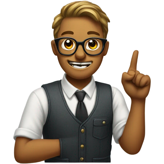 Nerd emoji with index finger pointing up emoji